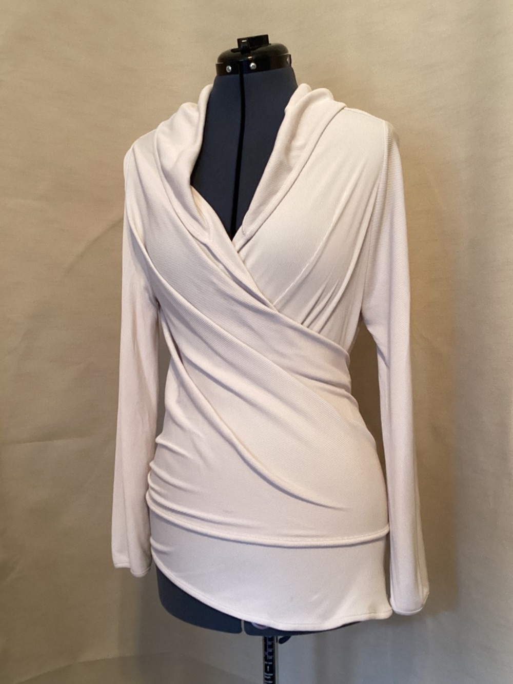 Tao Freedom of the Body Button-Back Draped Jacket Top in Soft Cream